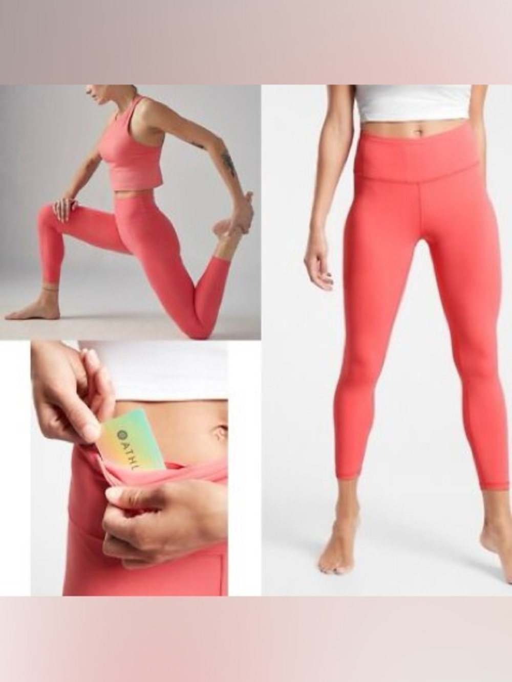 Athleta Transcend 7/8 Tight in Coral